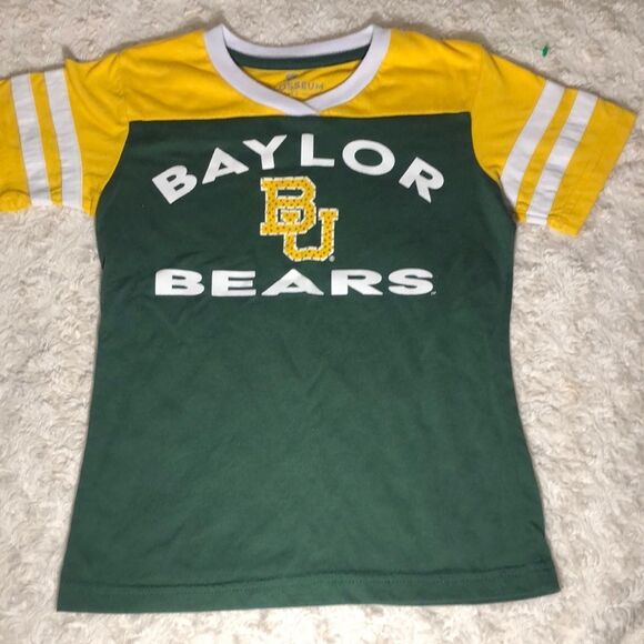 Colosseum Baylor Bears NCAA Short Sleeve V-neck Shirt Girls Small 6 6X - Picture 1 of 3